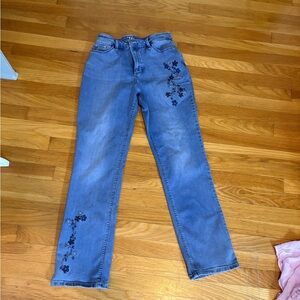 Lee Blue Jeans with Floral Embroidery